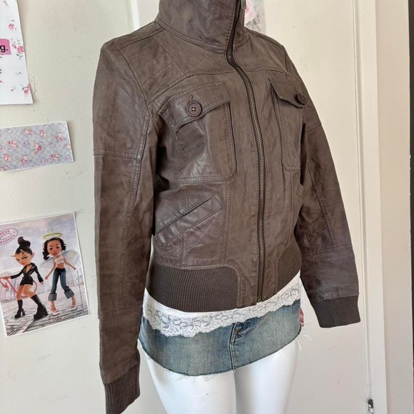 ONLY "Fetch" Genuine Pig Leather Bomber Jacket - Picture 6 of 7